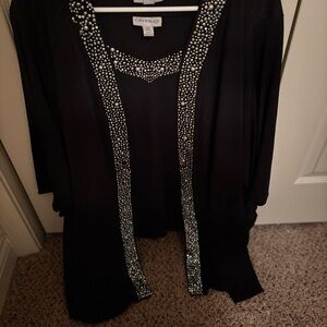 Catherines Black Cardigan with Silver Beading